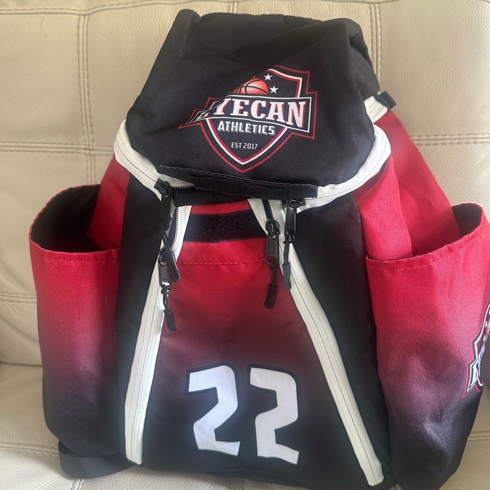 Customize Red and Black Men's Backpack EyeCan Athletes est 2017